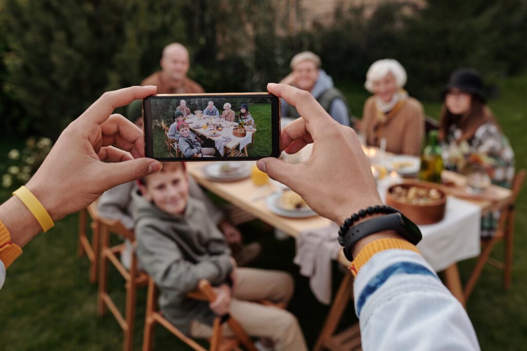 Family gathering together for a photo